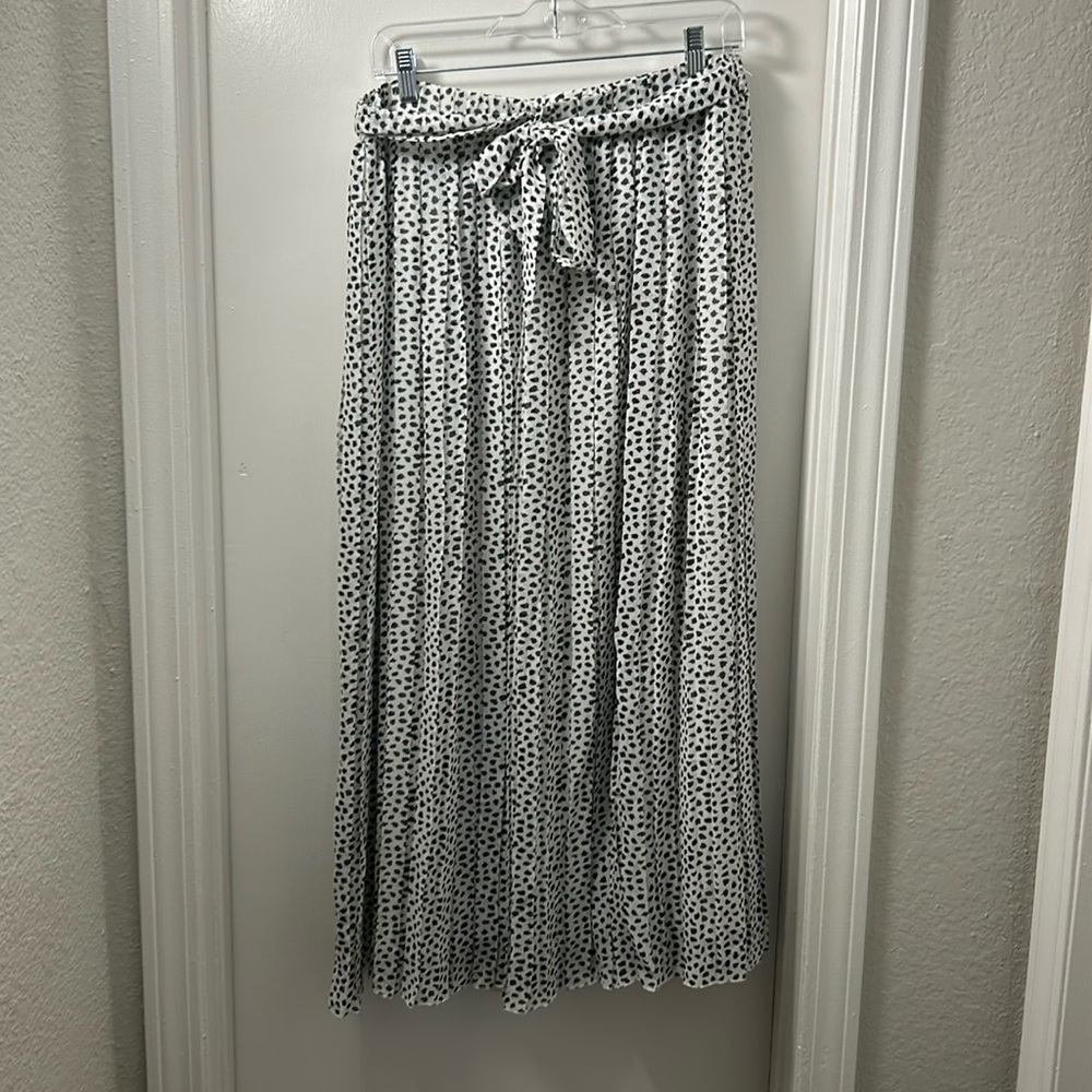 Dalmatian-Print Flowy A-Line Midi Skirt